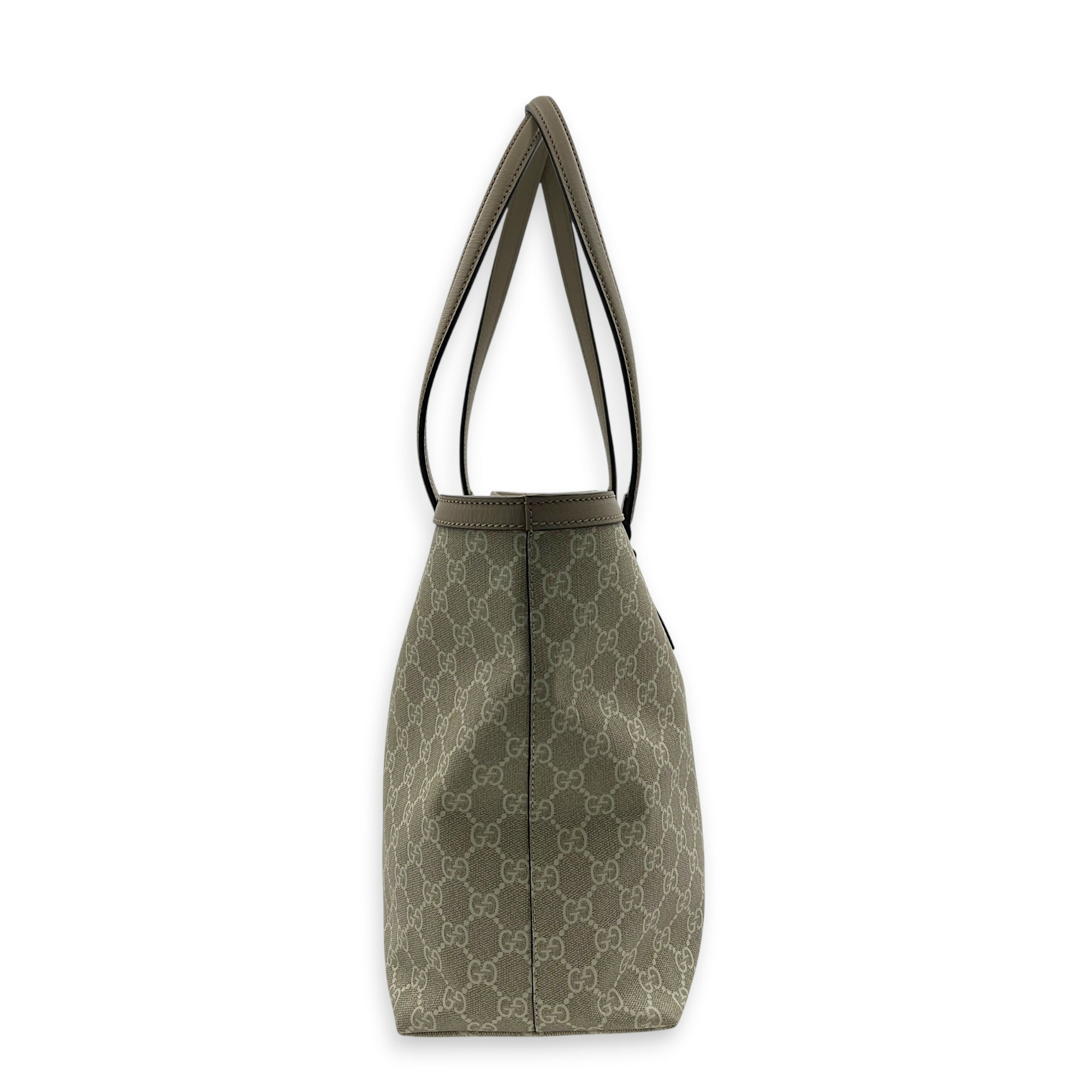 Ophidia Tote Bag White in Coated Canvas, Gold hardware