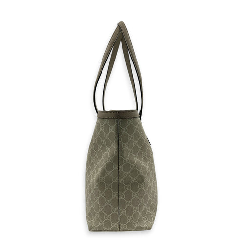 Ophidia Tote Bag White in Coated Canvas, Gold hardware