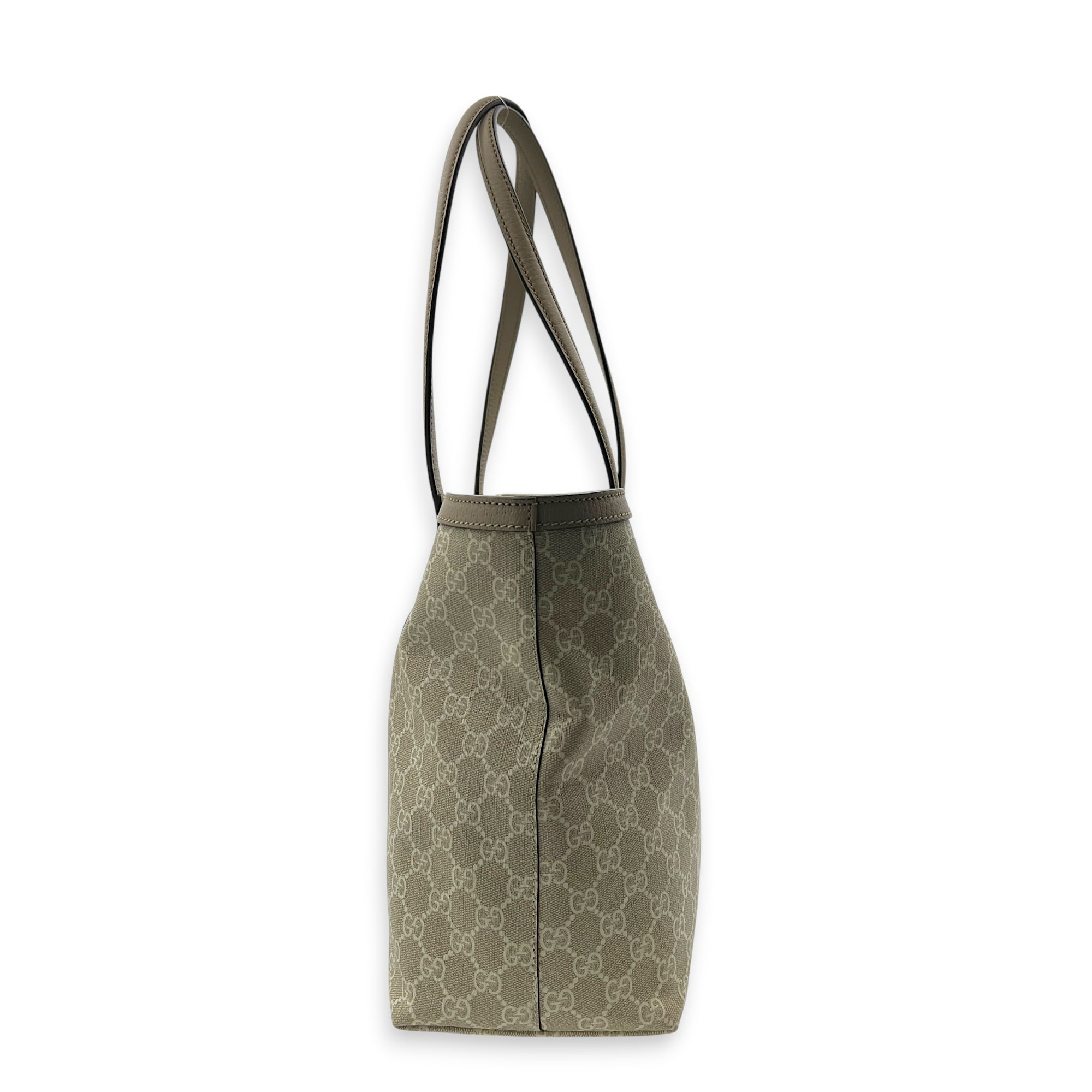 Ophidia Tote Bag White in Coated Canvas, Gold hardware