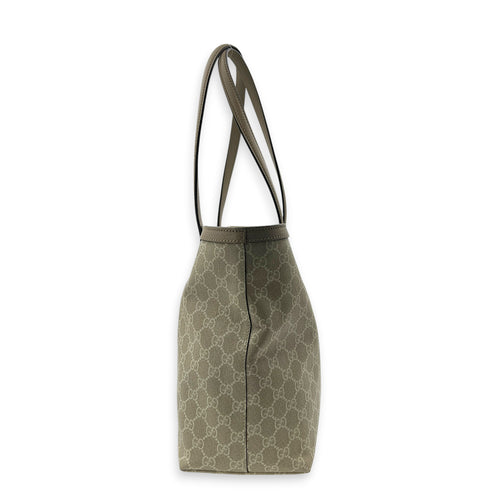 Ophidia Tote Bag White in Coated Canvas, Gold hardware