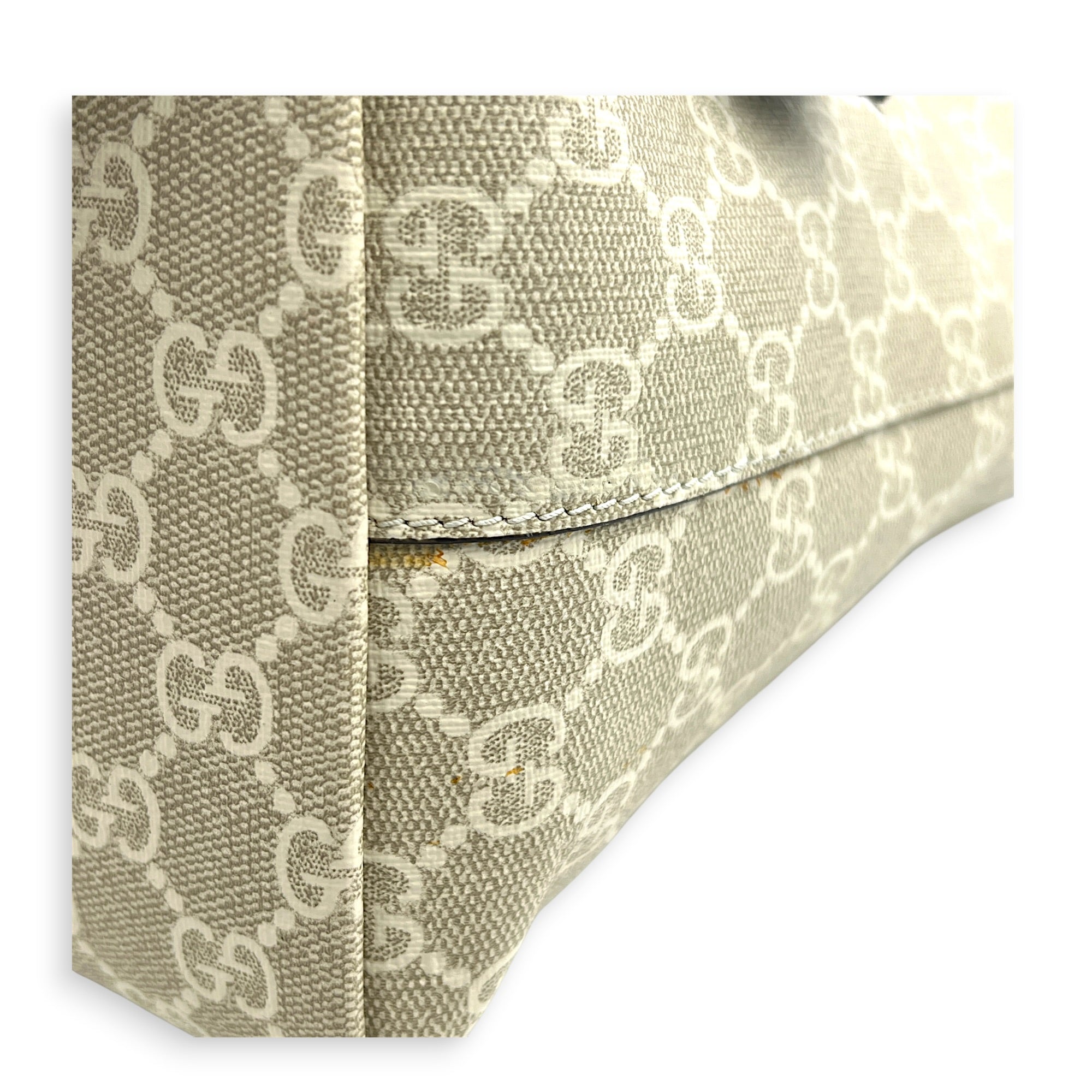 Ophidia Tote Bag White in Coated Canvas, Gold hardware