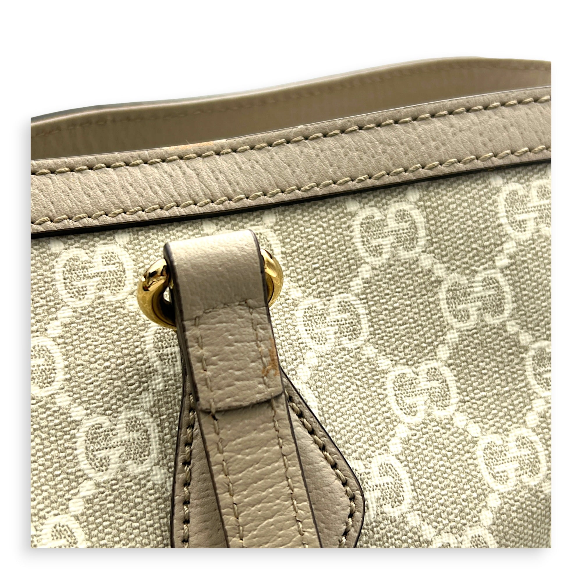 Ophidia Tote Bag White in Coated Canvas, Gold hardware