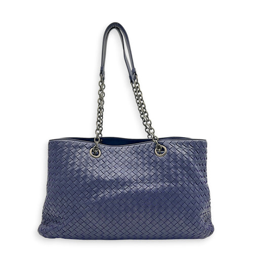 Intrecciato Tote Bag Purple in Nappa Leather, Ruthenium hardware