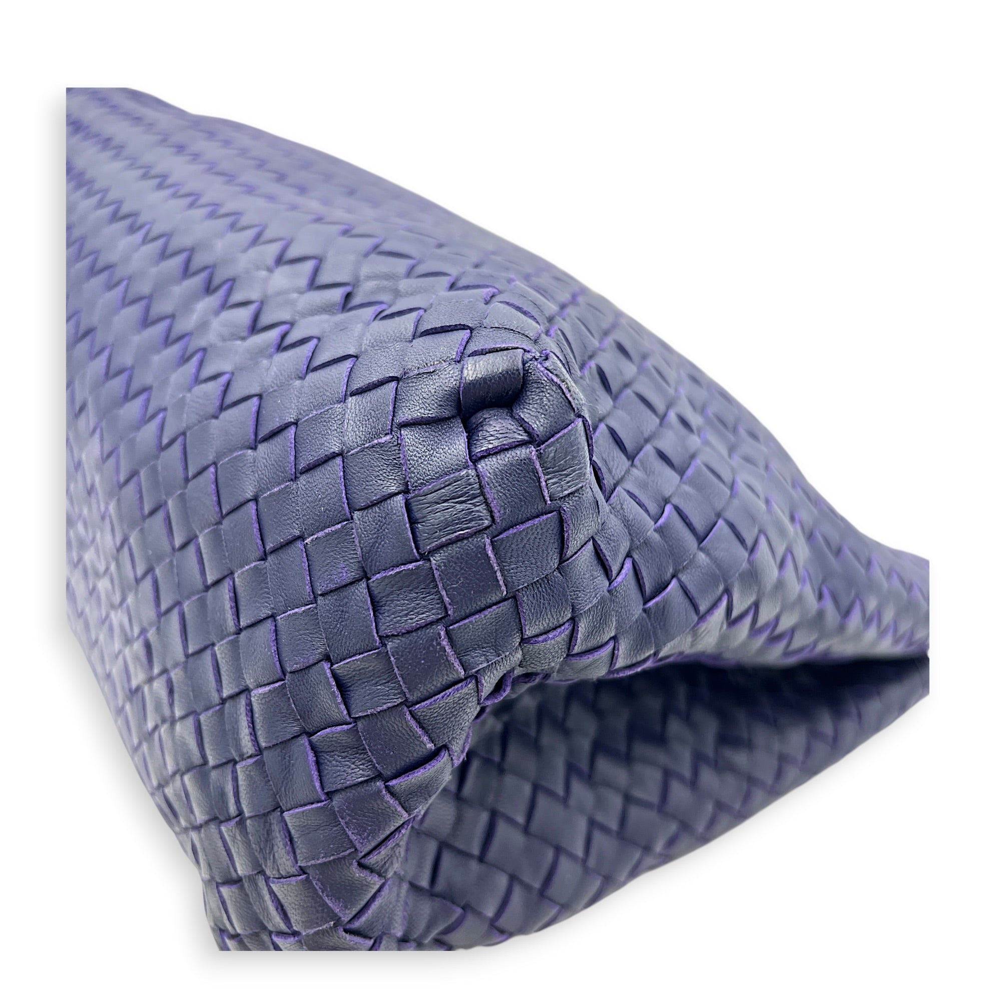 Intrecciato Tote Bag Purple in Nappa Leather, Ruthenium hardware