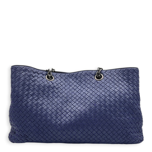 Intrecciato Tote Bag Purple in Nappa Leather, Ruthenium hardware