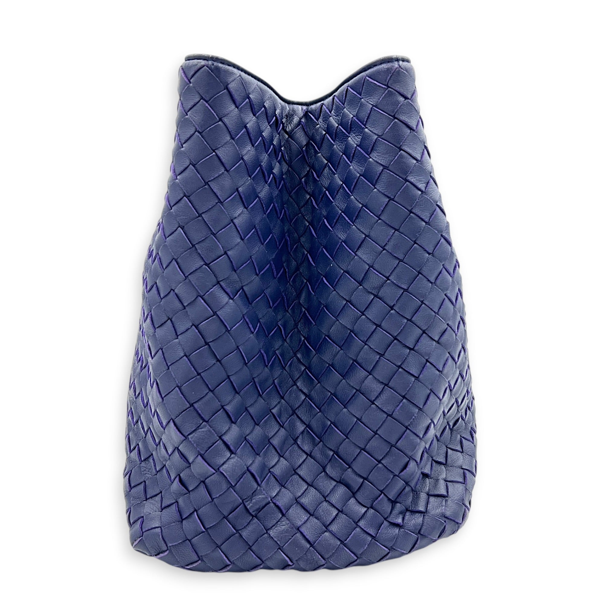 Intrecciato Tote Bag Purple in Nappa Leather, Ruthenium hardware