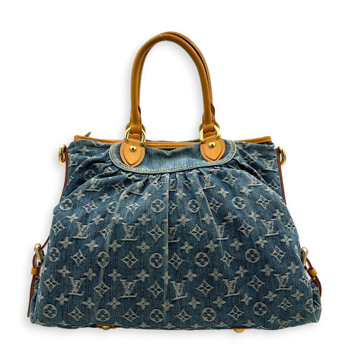 Cabby Top Handle Bag Blue in Denim, Gold hardware
