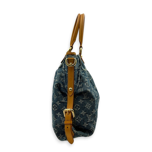 Cabby Top Handle Bag Blue in Denim, Gold hardware