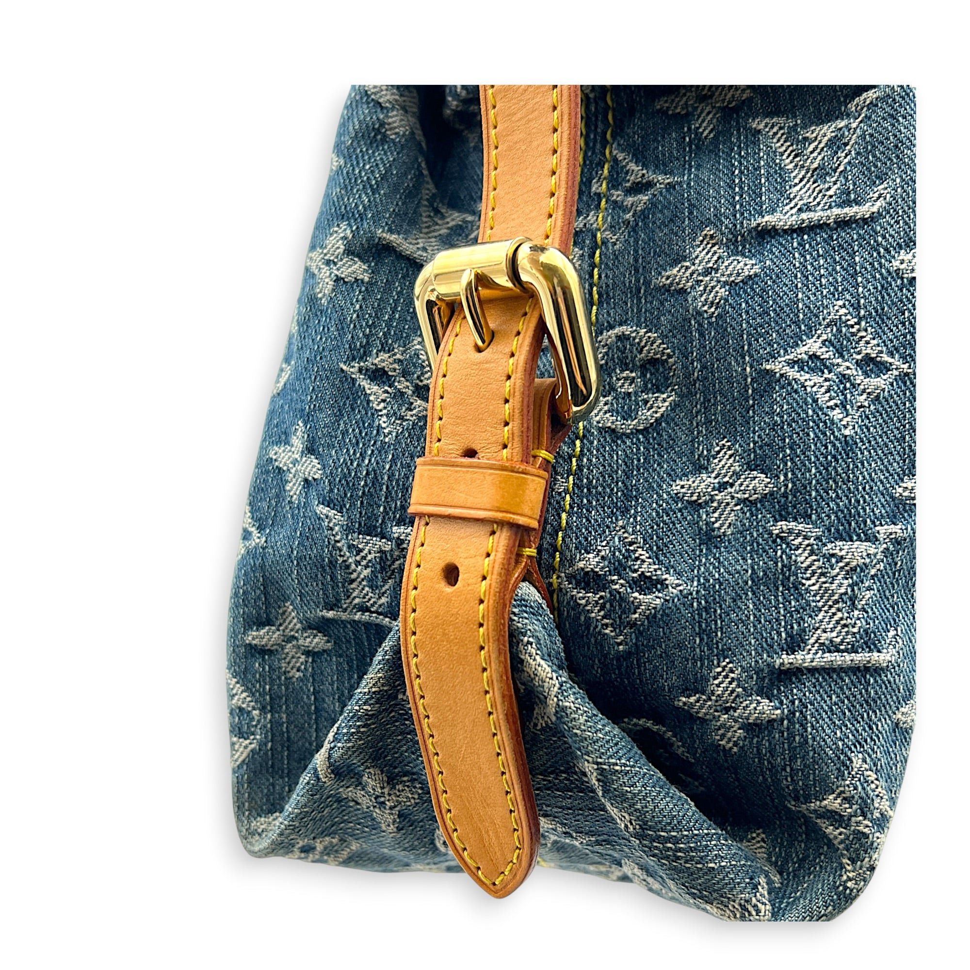 Cabby Top Handle Bag Blue in Denim, Gold hardware