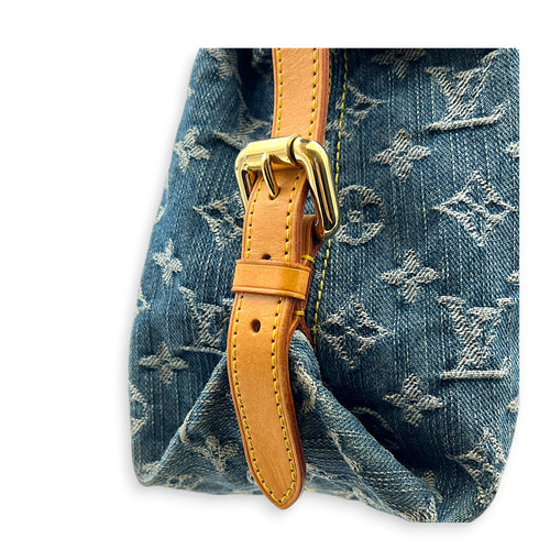 Cabby Top Handle Bag Blue in Denim, Gold hardware