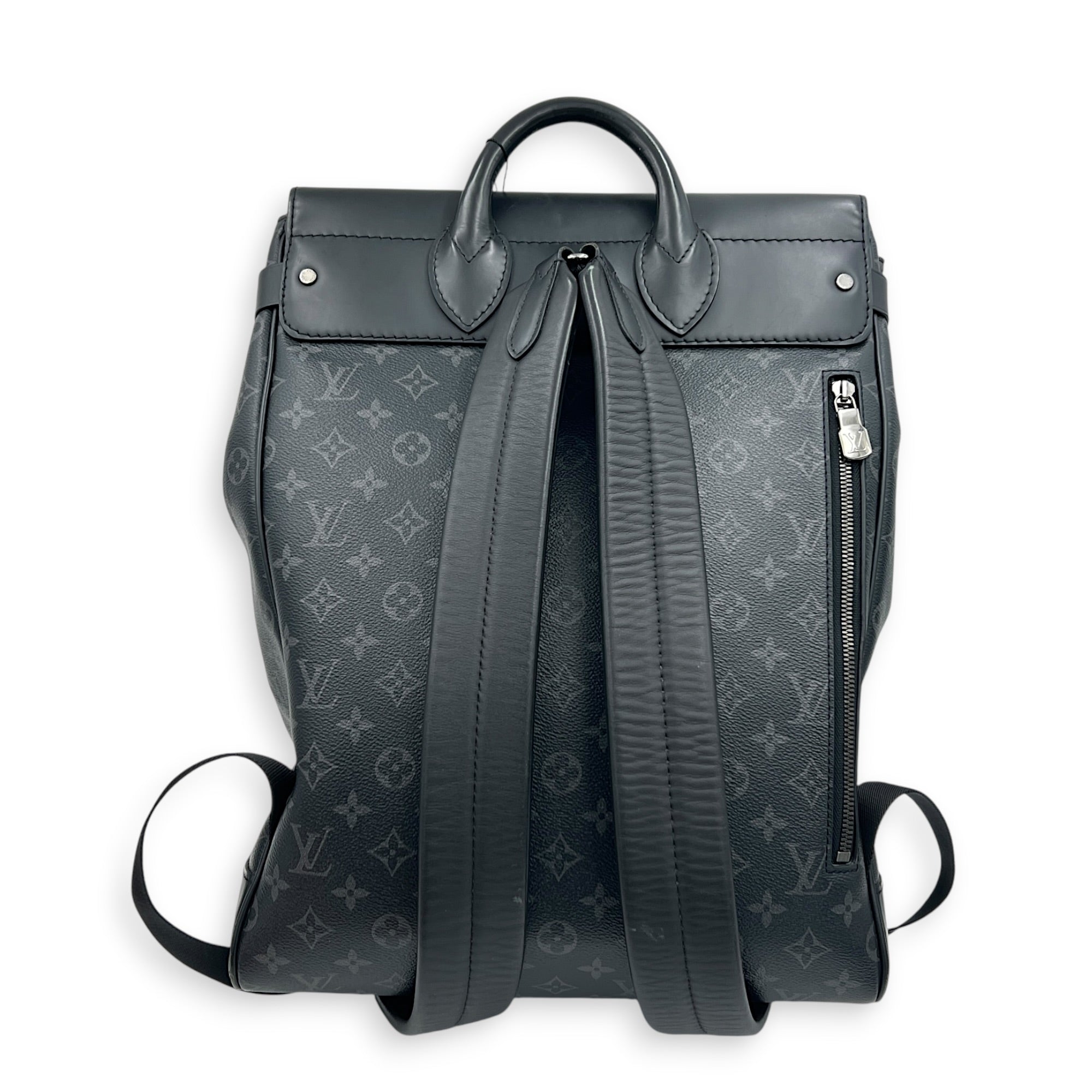 Steamer Backpack Black in Coated Canvas, Silver hardware