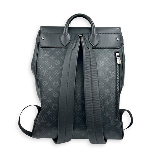 Steamer Backpack Black in Coated Canvas, Silver hardware