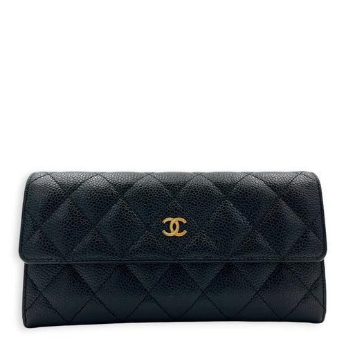 CC Black Wallet in Caviar Leather, Gold hardware