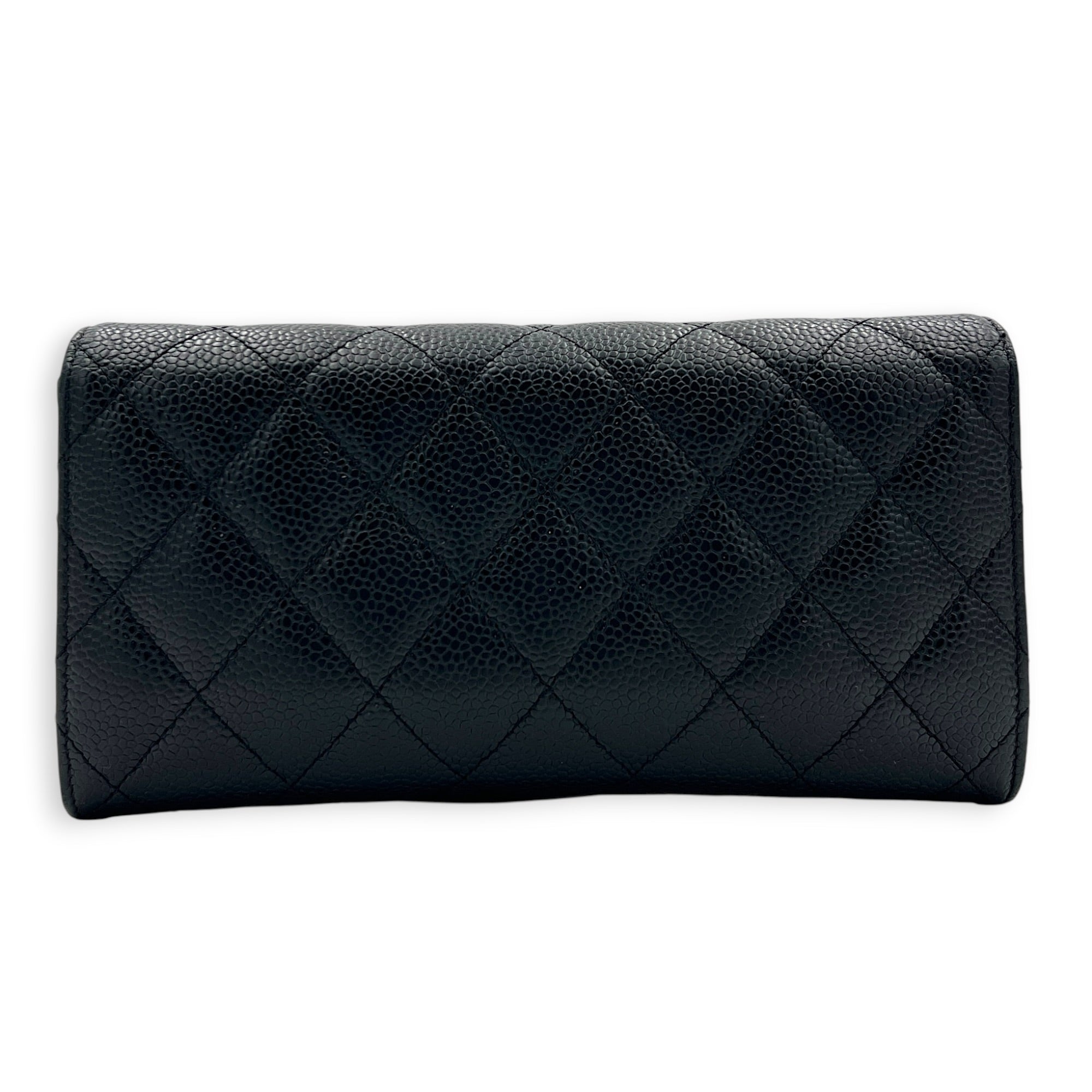 CC Black Wallet in Caviar Leather, Gold hardware