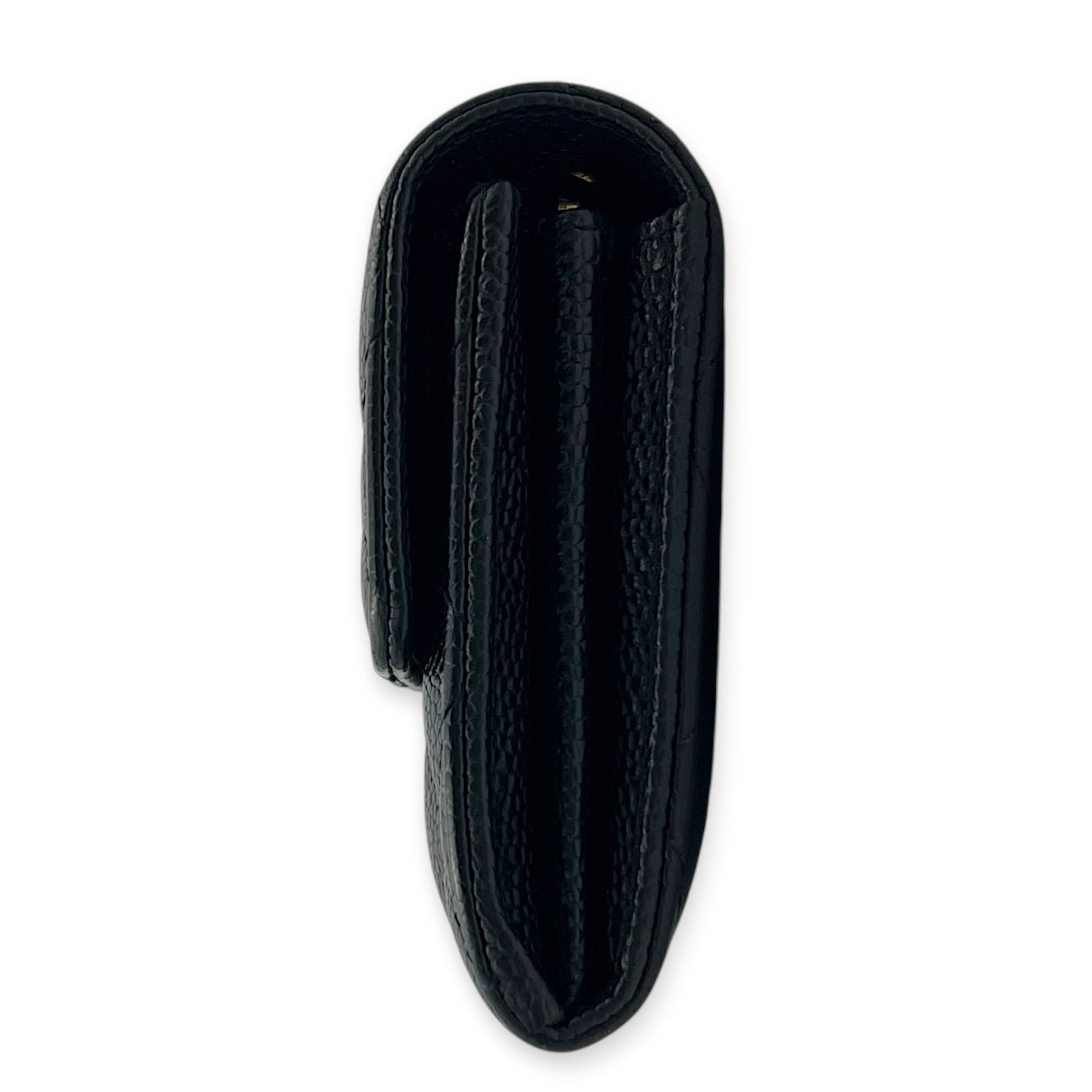 CC Black Wallet in Caviar Leather, Gold hardware