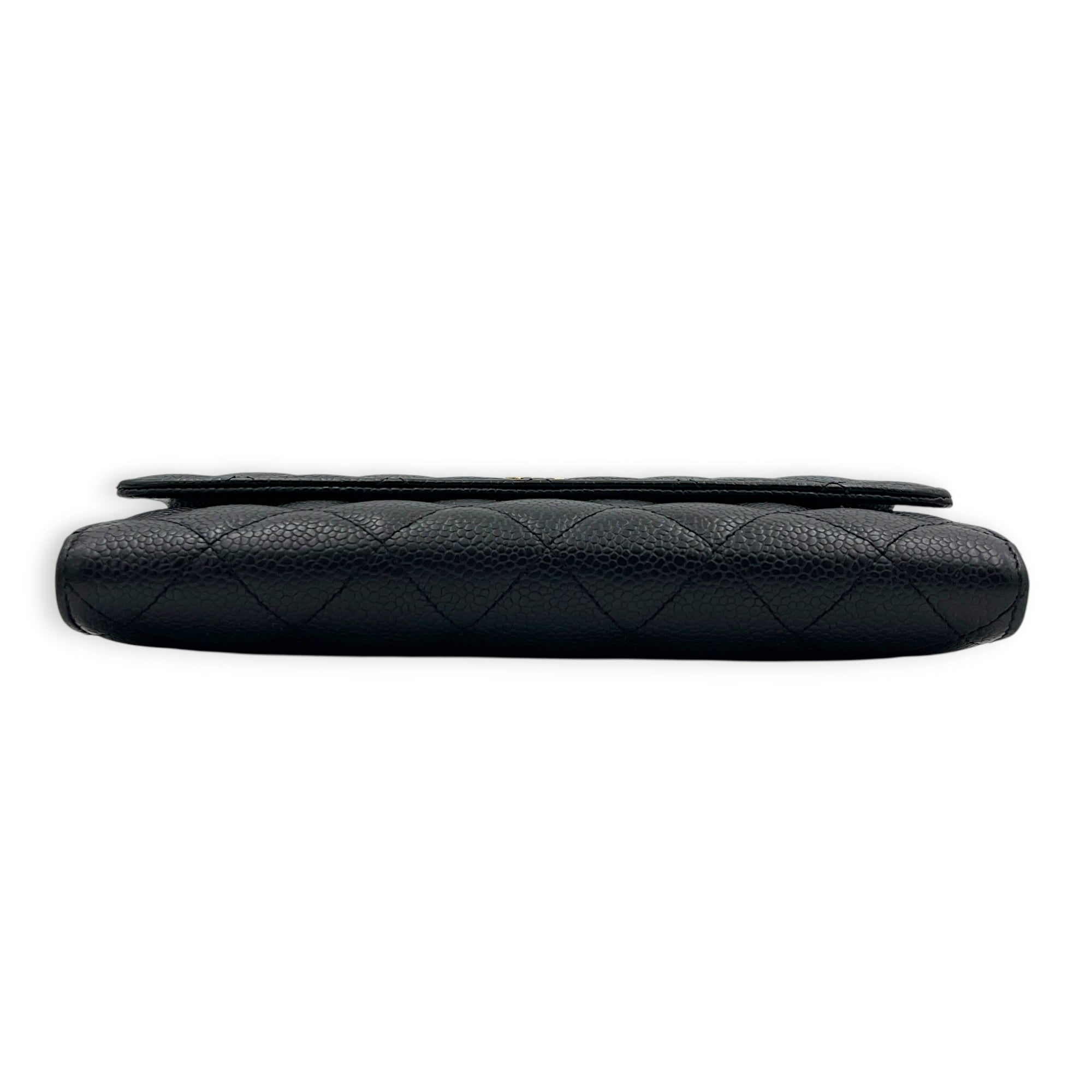 CC Black Wallet in Caviar Leather, Gold hardware