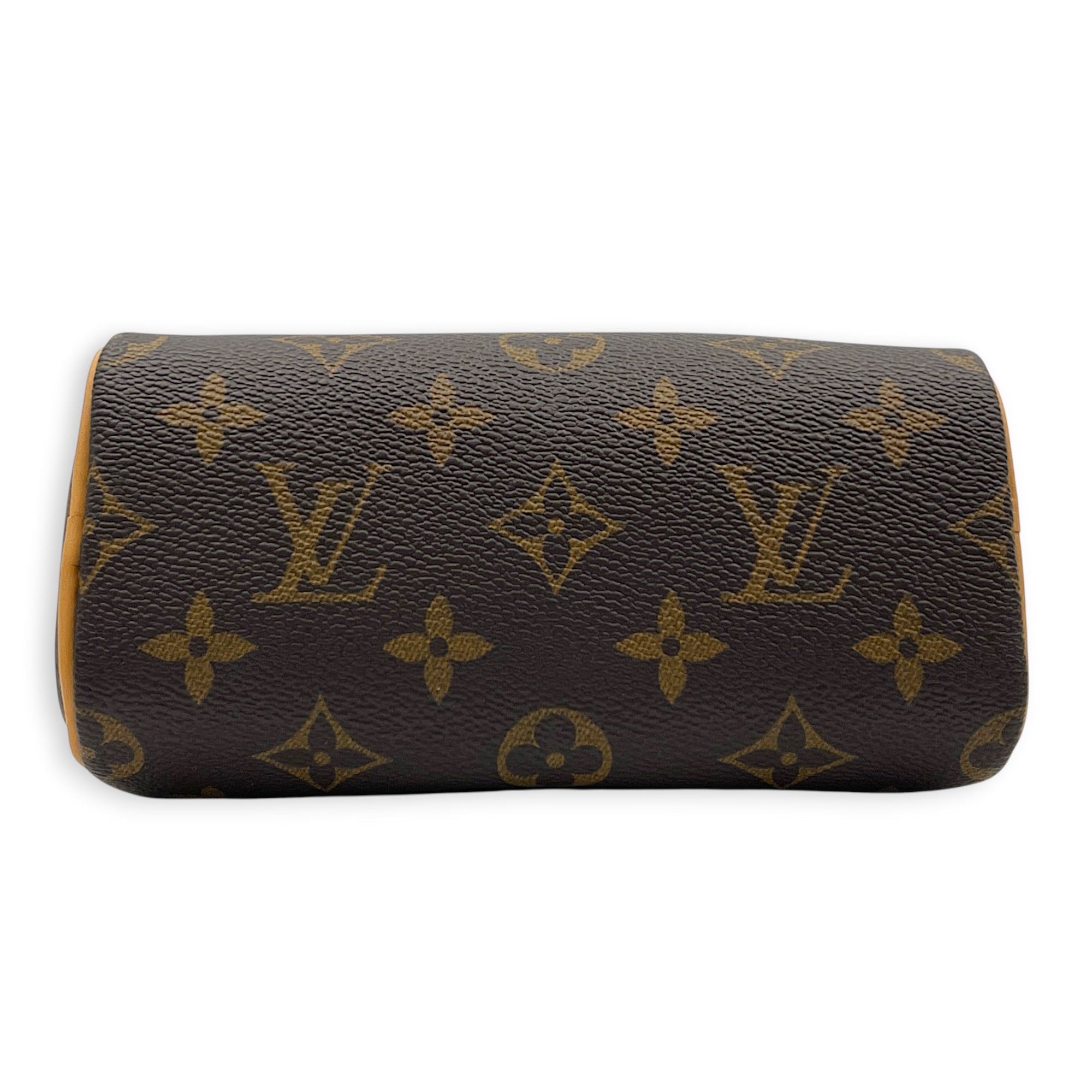 Speedy Top Handle Bag Nano Brown in Coated Canvas, Gold hardware