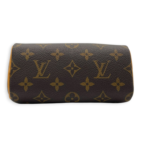 Speedy Top Handle Bag Nano Brown in Coated Canvas, Gold hardware