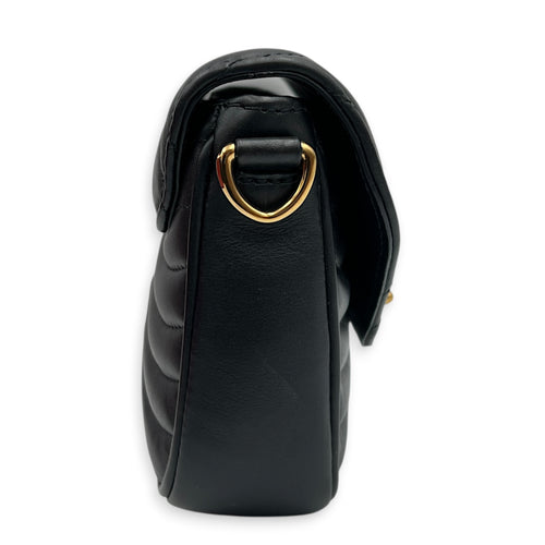 New Wave Shoulder Bag Black in Calfskin, Gold hardware