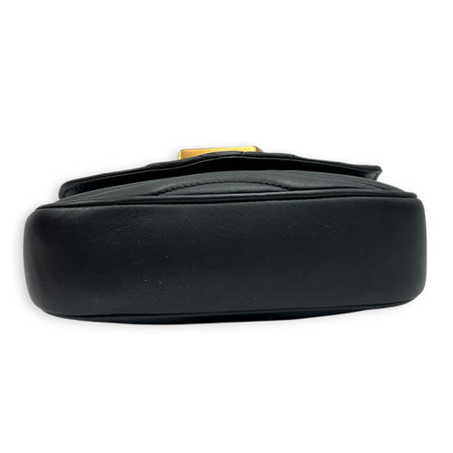 New Wave Shoulder Bag Black in Calfskin, Gold hardware