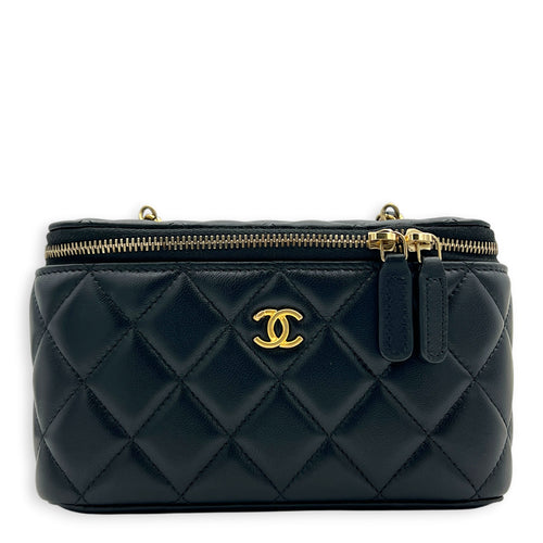 Vanity Crossbody Bag Black in Lambskin, Gold hardware