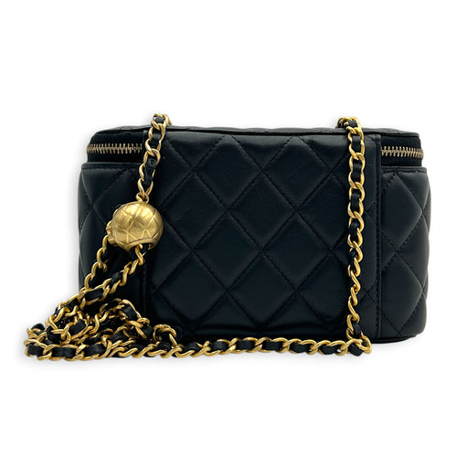 Vanity Crossbody Bag Black in Lambskin, Gold hardware