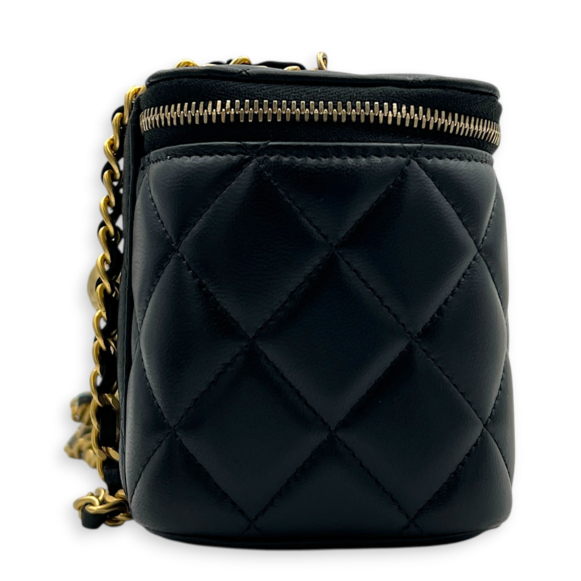 Vanity Crossbody Bag Black in Lambskin, Gold hardware