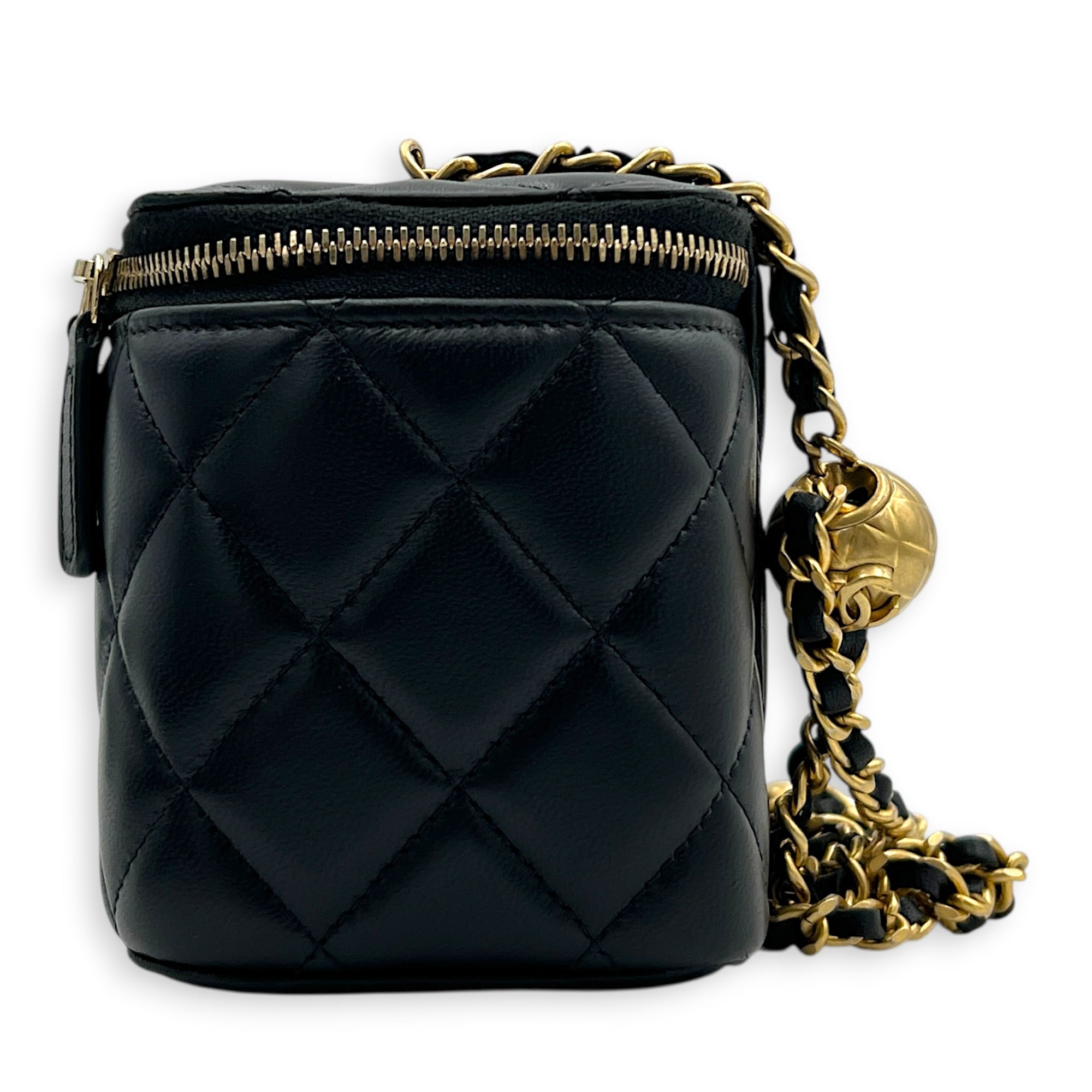 Vanity Crossbody Bag Black in Lambskin, Gold hardware