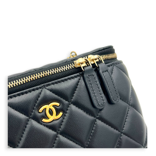 Vanity Crossbody Bag Black in Lambskin, Gold hardware
