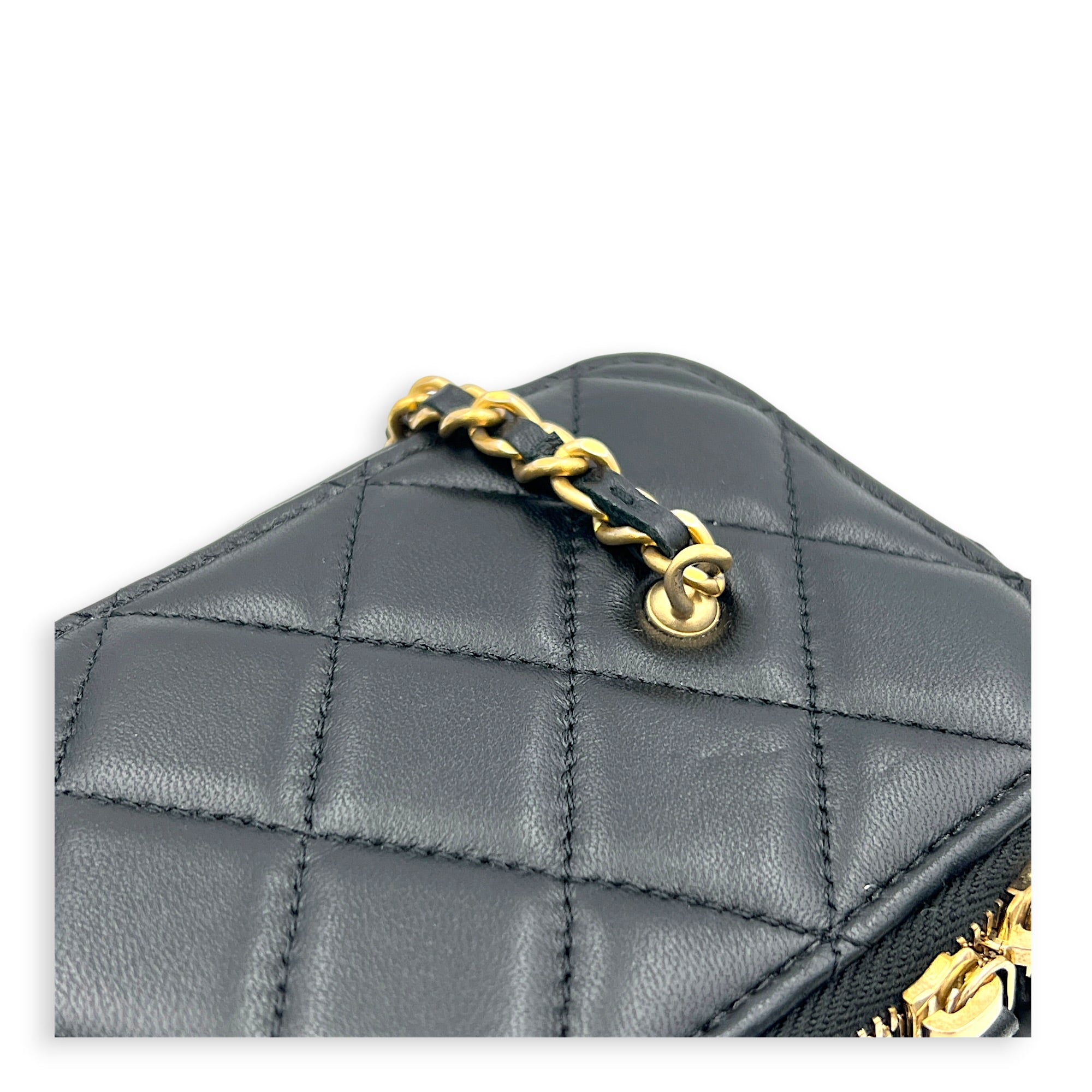 Vanity Crossbody Bag Black in Lambskin, Gold hardware
