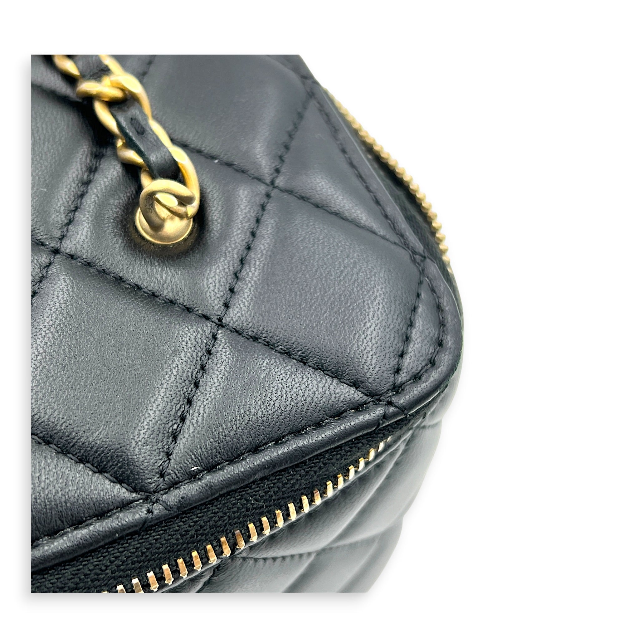 Vanity Crossbody Bag Black in Lambskin, Gold hardware