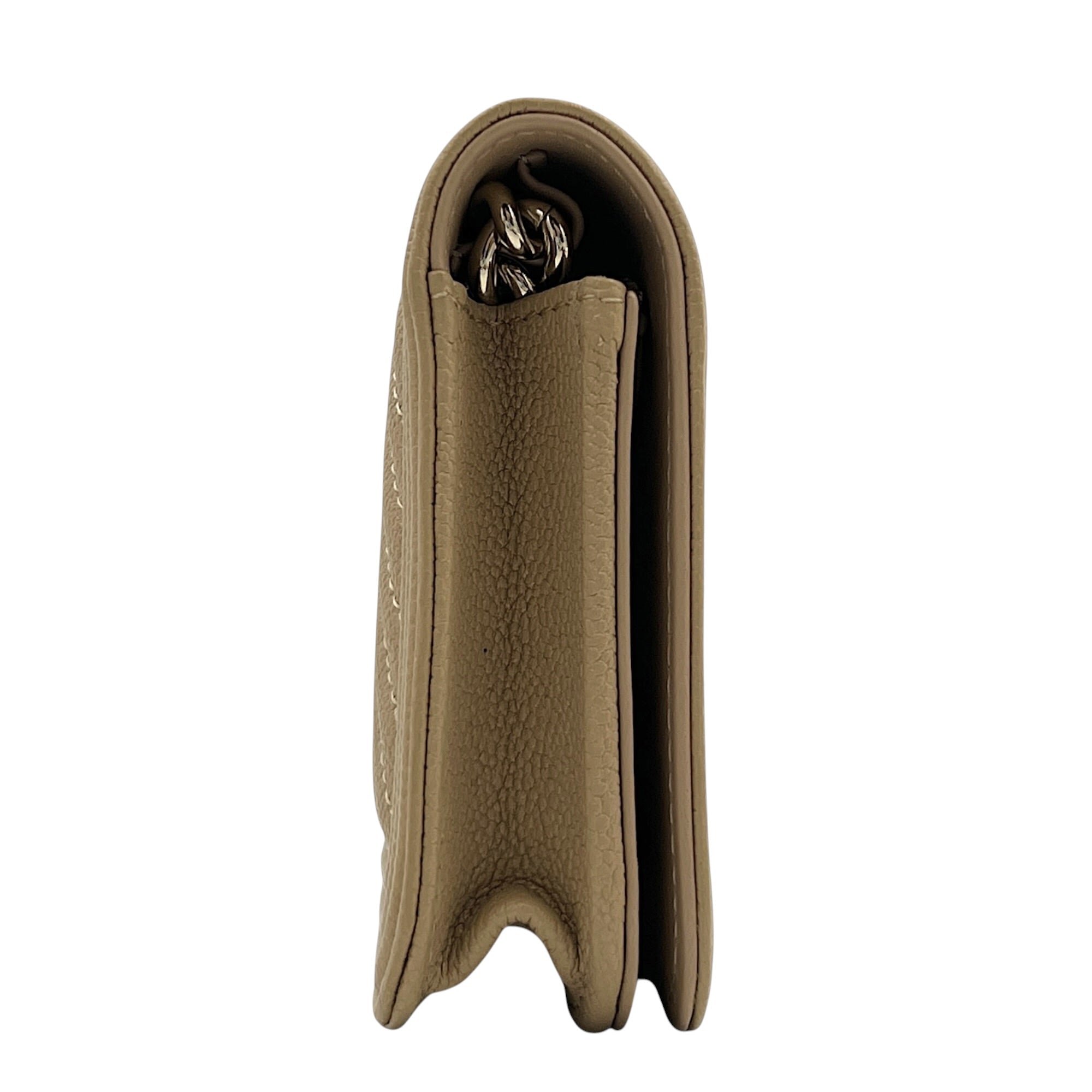 Boy Beige Wallet On Chain in Caviar Leather, Gold hardware