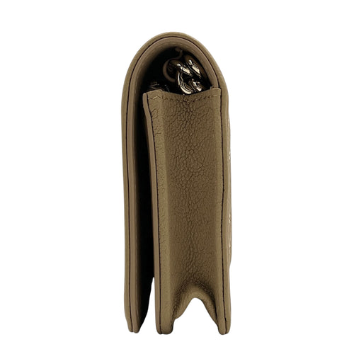 Boy Beige Wallet On Chain in Caviar Leather, Gold hardware