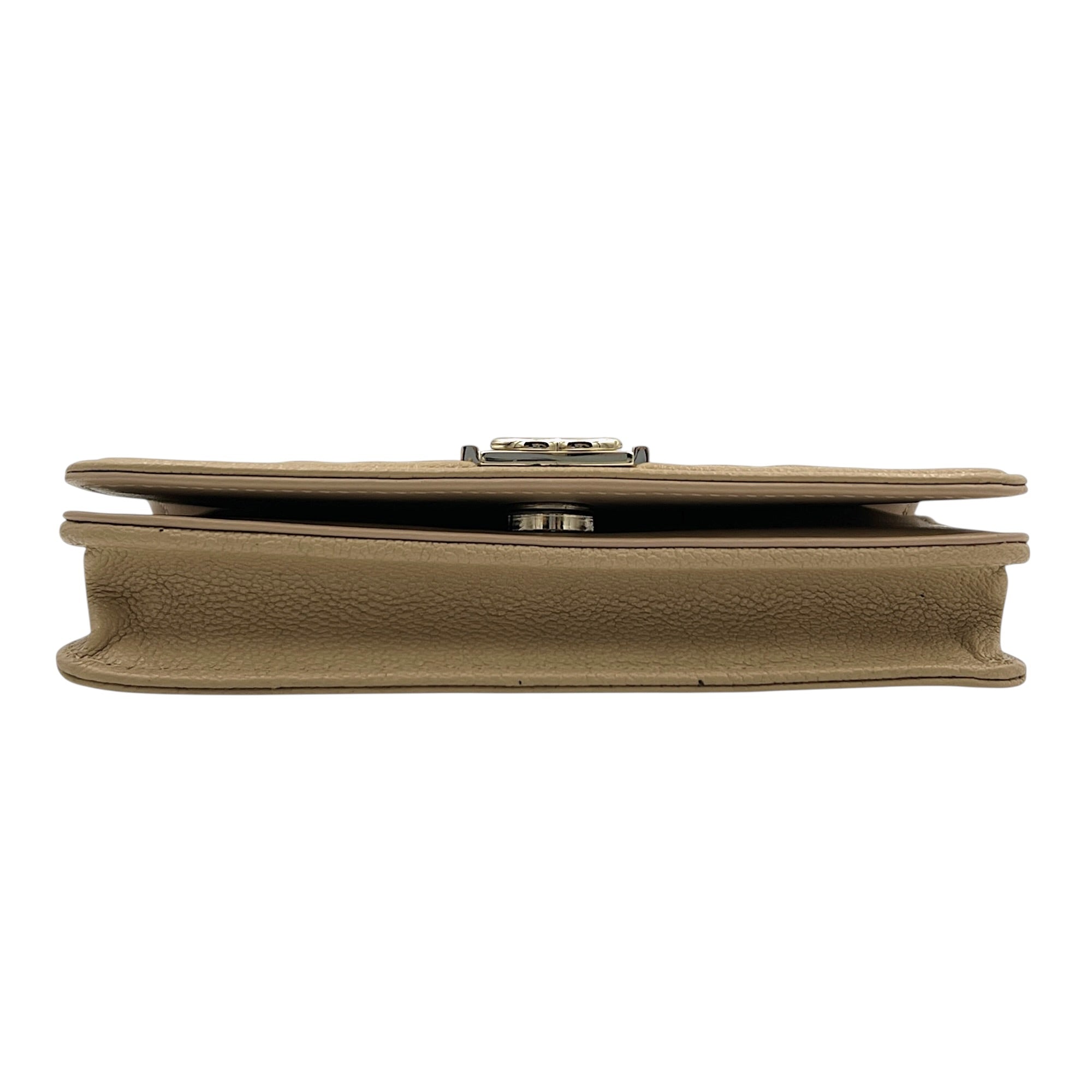 Boy Beige Wallet On Chain in Caviar Leather, Gold hardware