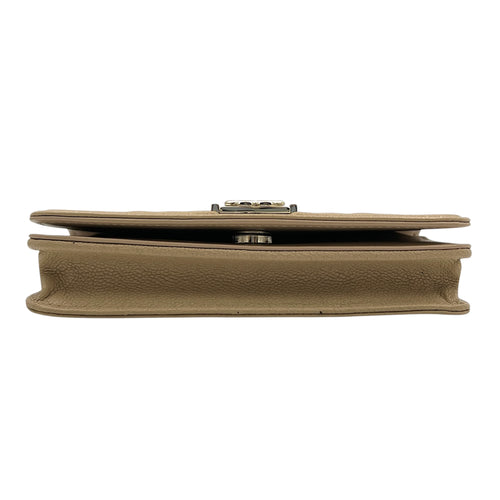 Boy Beige Wallet On Chain in Caviar Leather, Gold hardware