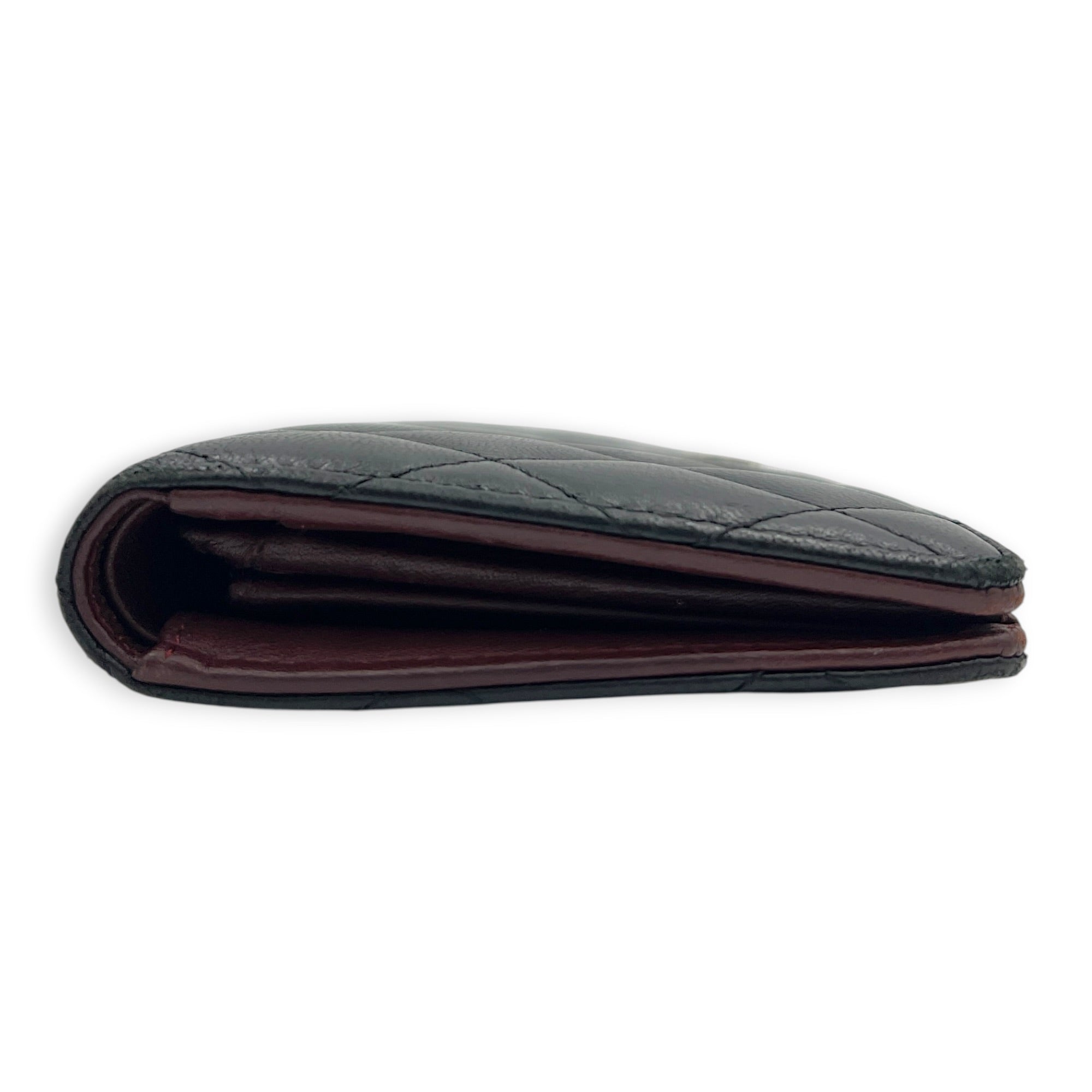 CC Wallet Black in Lambskin, Silver hardware