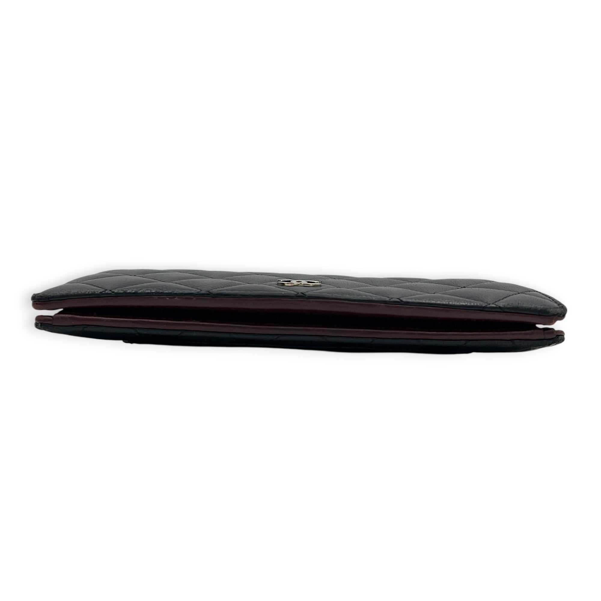 CC Wallet Black in Lambskin, Silver hardware