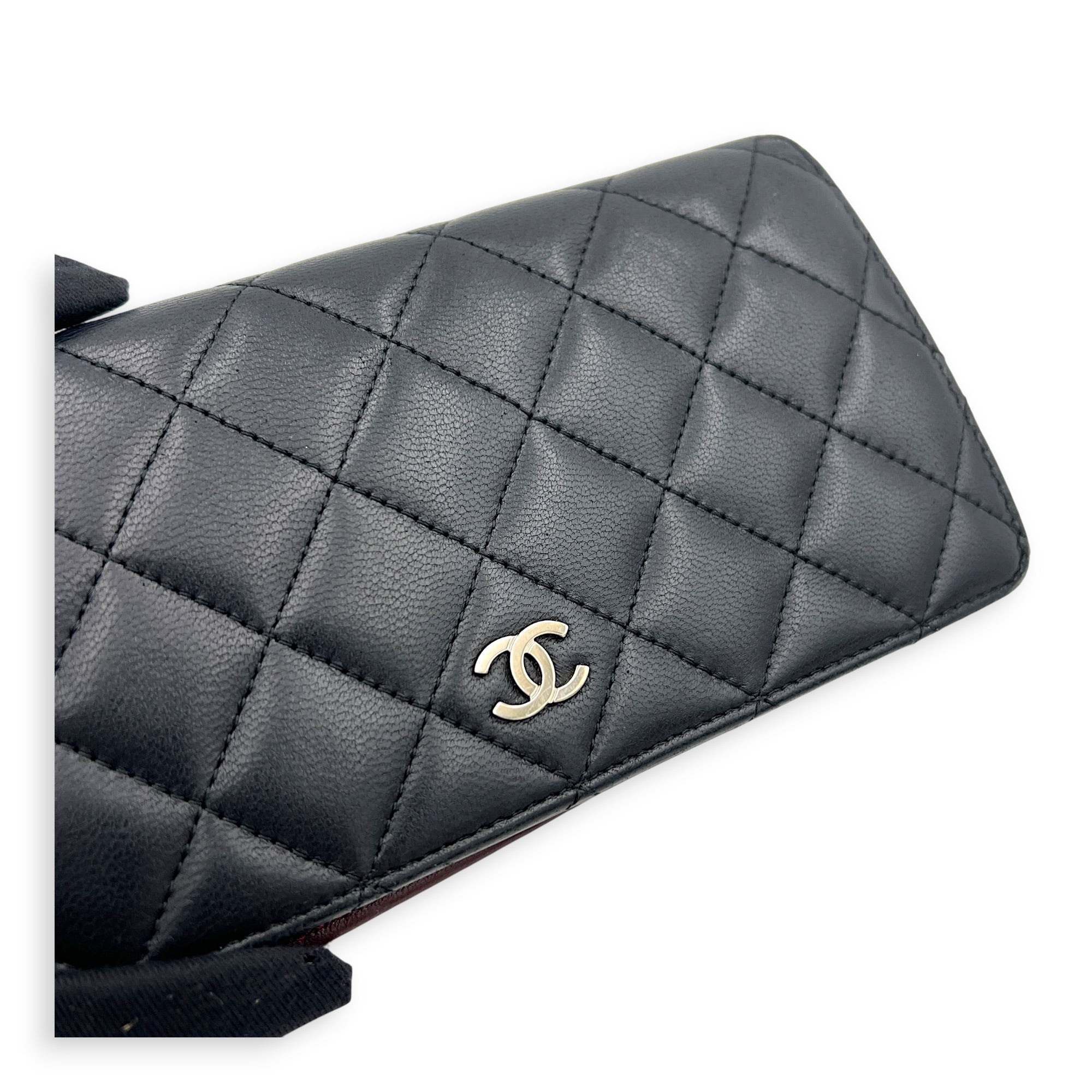 CC Wallet Black in Lambskin, Silver hardware