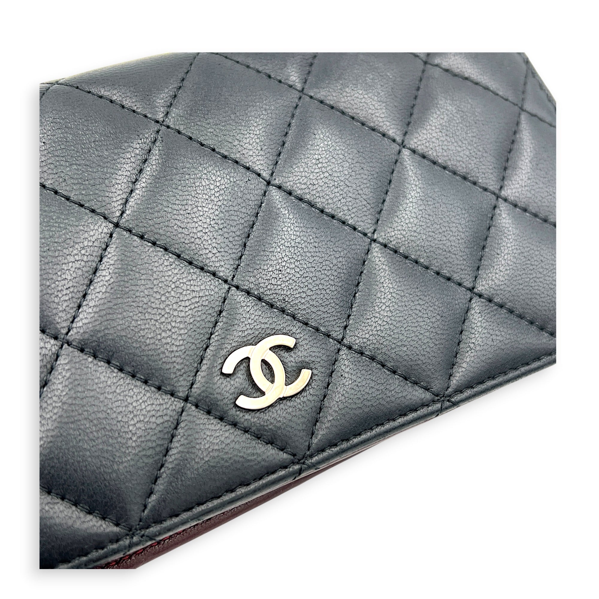 CC Wallet Black in Lambskin, Silver hardware