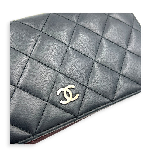 CC Wallet Black in Lambskin, Silver hardware