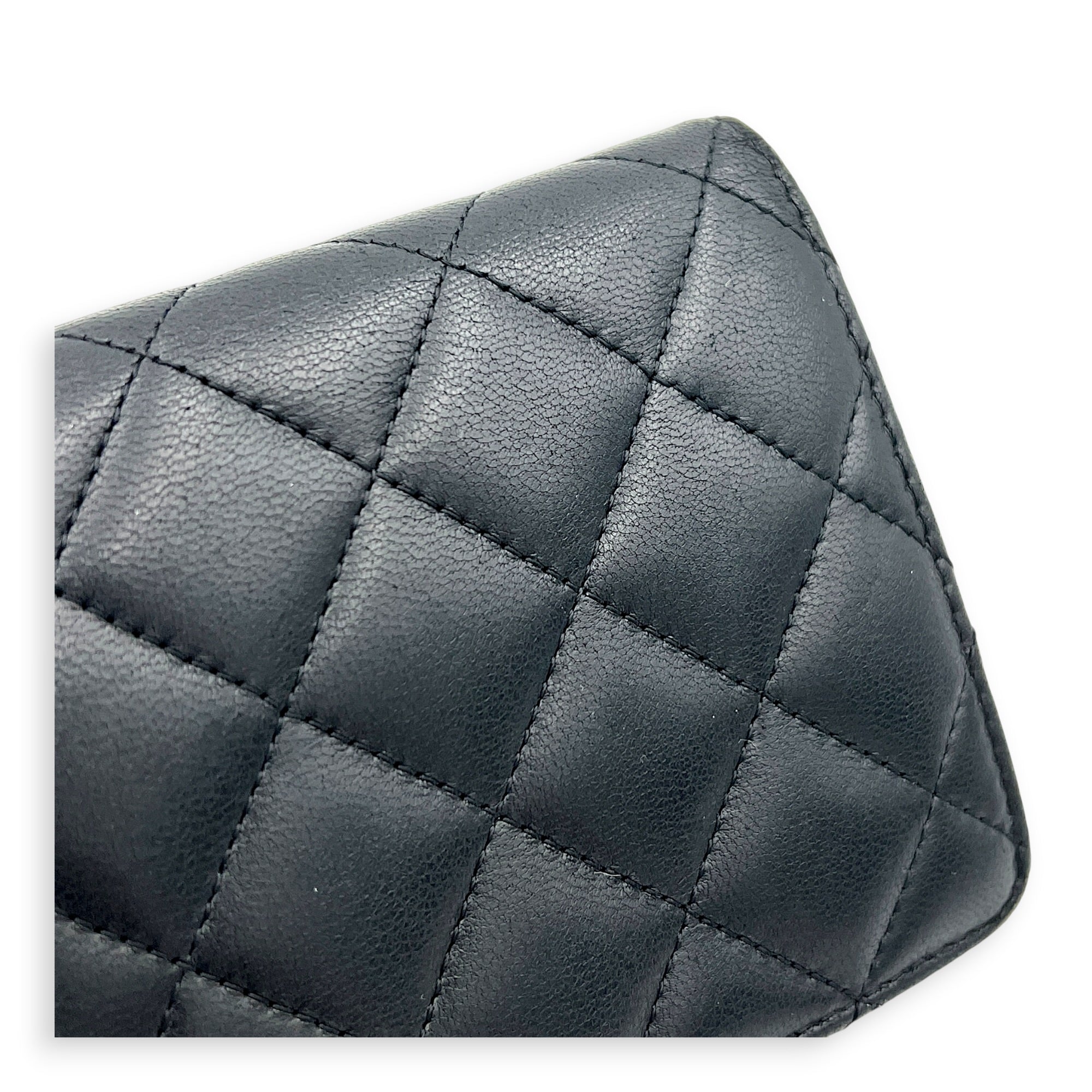 CC Wallet Black in Lambskin, Silver hardware