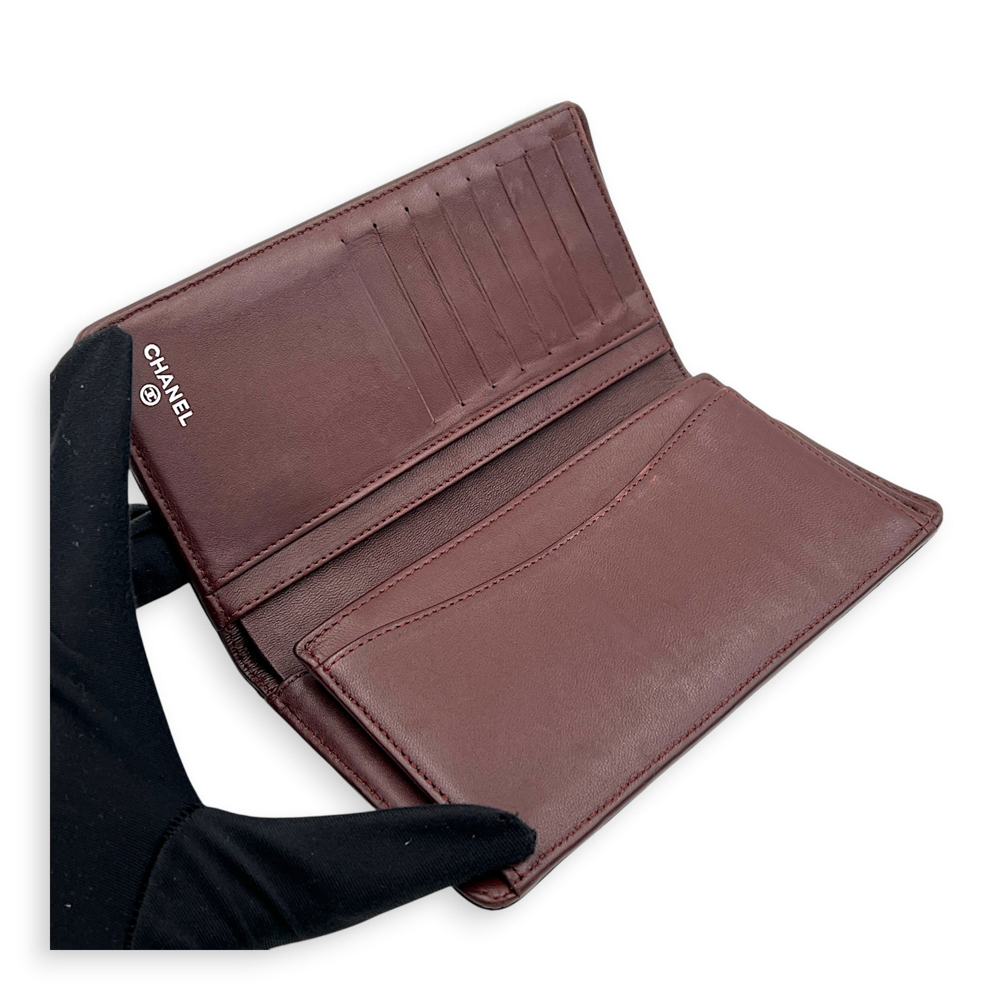 CC Wallet Black in Lambskin, Silver hardware