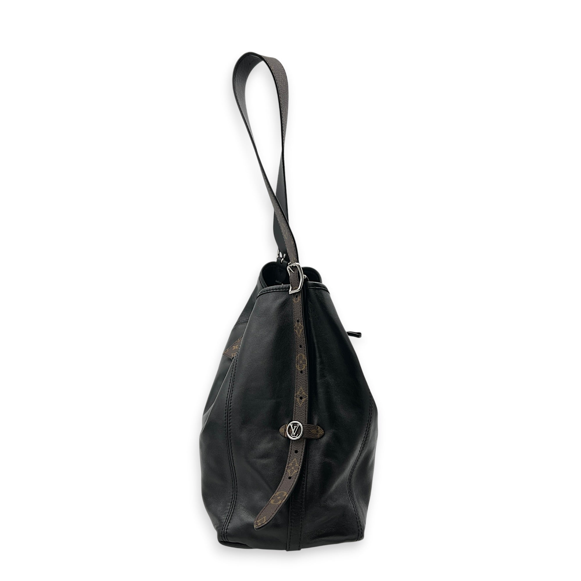 Carryall Vibe Shoulder Bag Black in Calfskin, Silver hardware