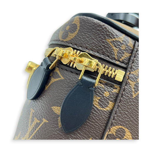 Vanity Brown Top Handle Bag in Monogram Coated Canvas, Gold hardware