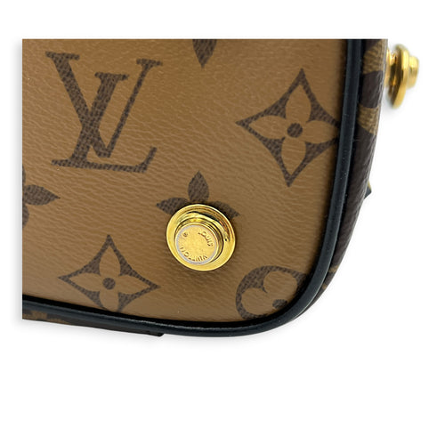Vanity Brown Top Handle Bag in Monogram Coated Canvas, Gold hardware