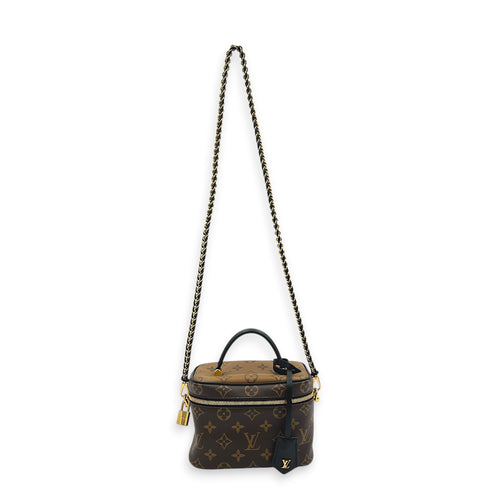 Vanity Brown Top Handle Bag in Monogram Coated Canvas, Gold hardware
