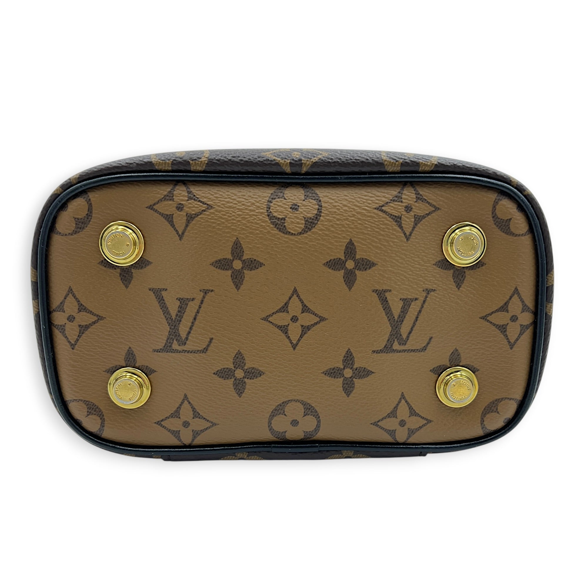 Vanity Brown Top Handle Bag in Monogram Coated Canvas, Gold hardware