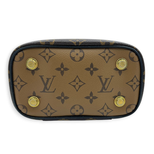Vanity Brown Top Handle Bag in Monogram Coated Canvas, Gold hardware