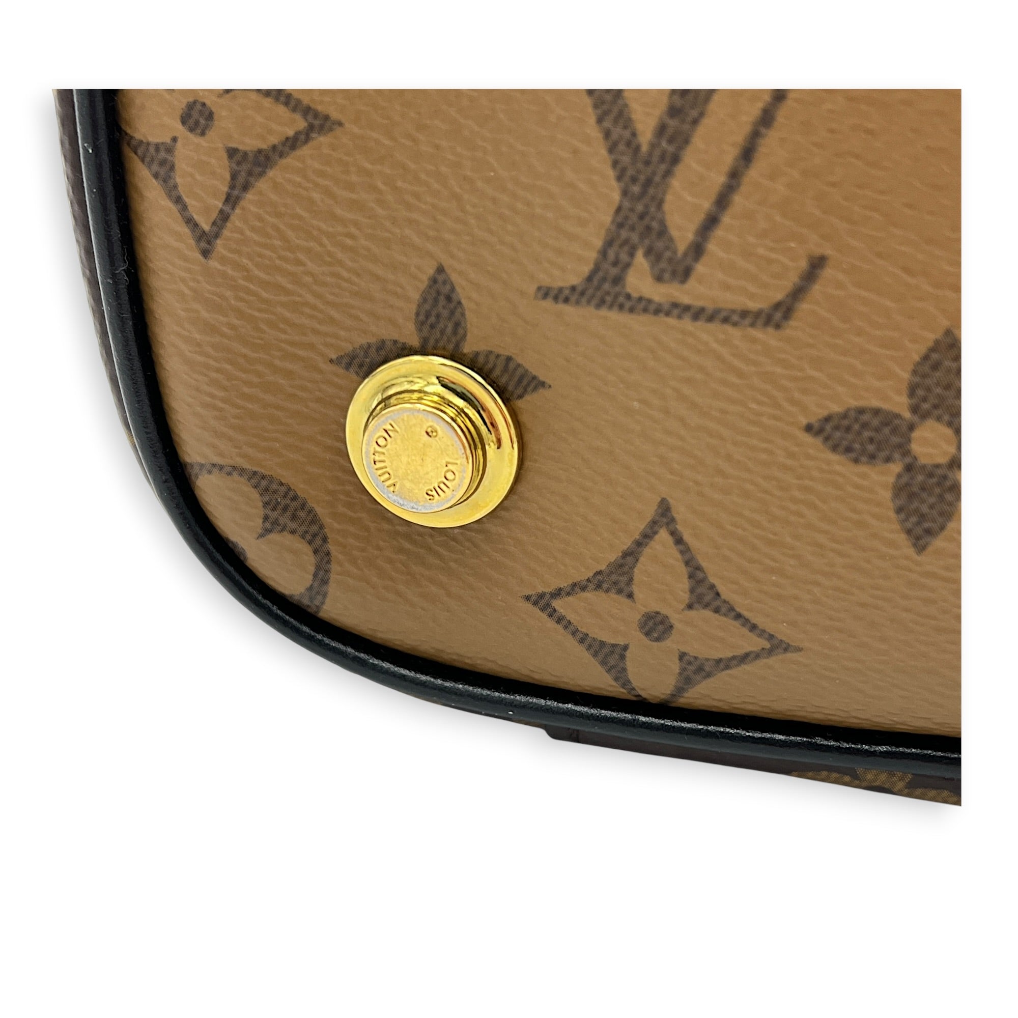 Vanity Brown Top Handle Bag in Monogram Coated Canvas, Gold hardware
