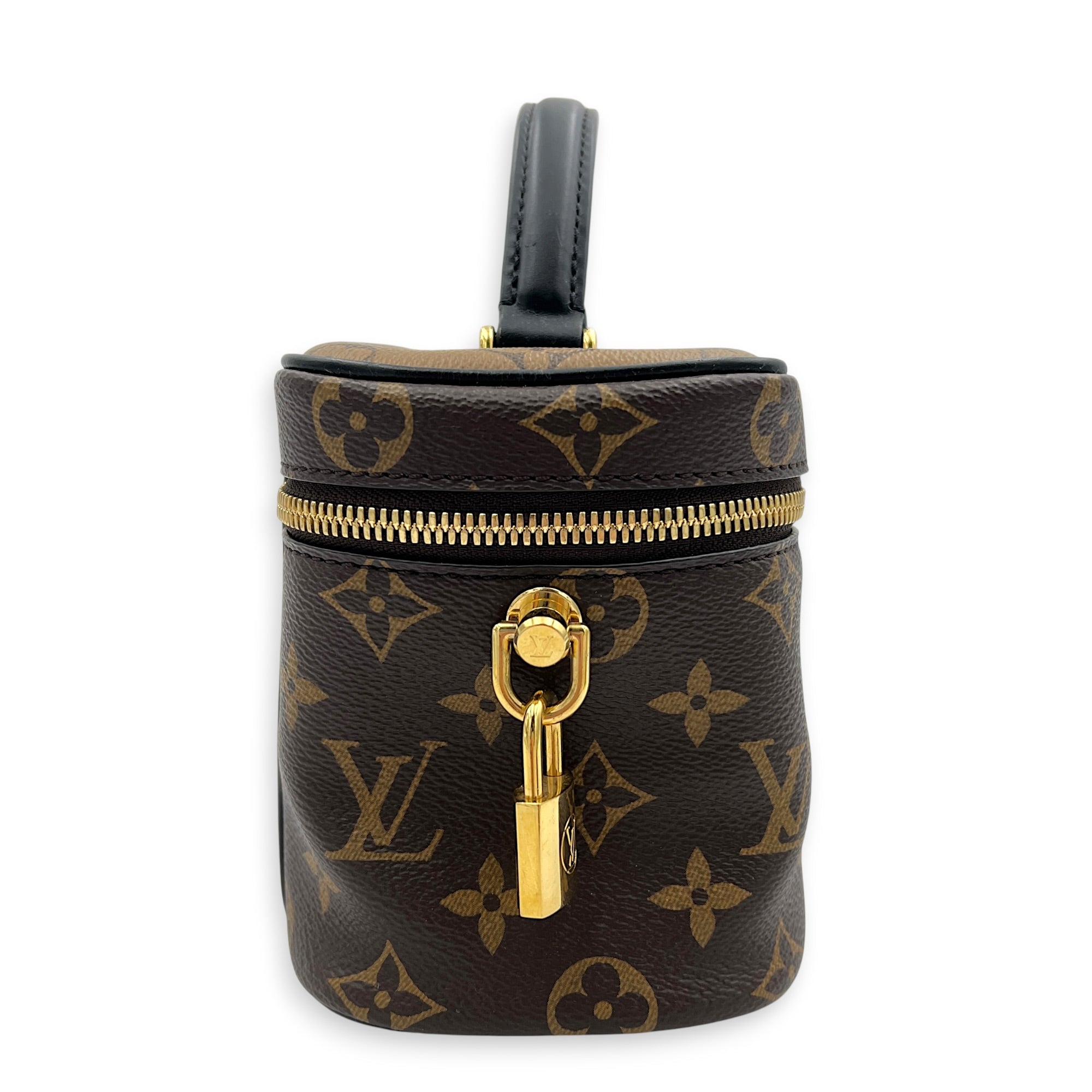 Vanity Brown Top Handle Bag in Monogram Coated Canvas, Gold hardware